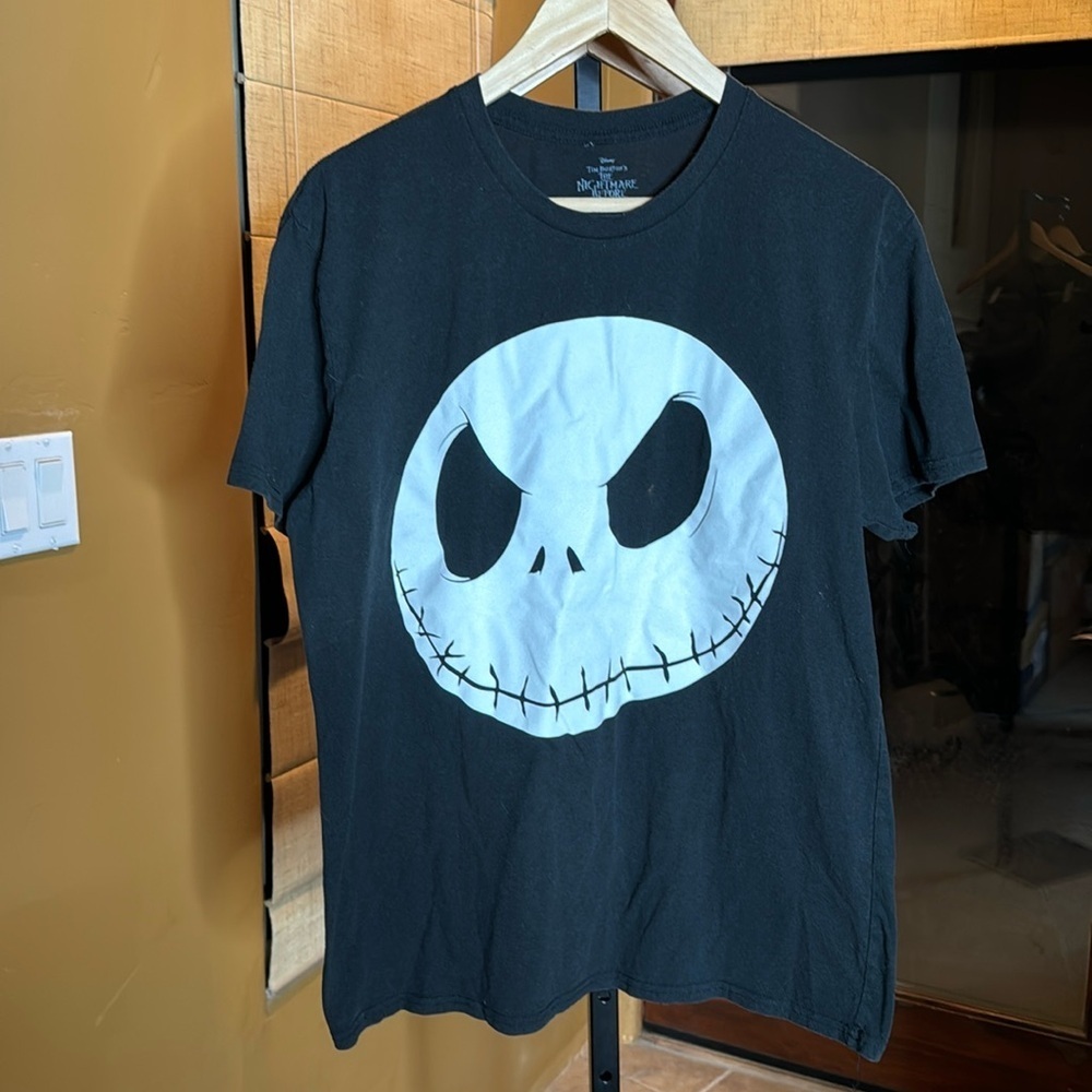 DISNEY Nightmare Before Christmas Jack Skellington Black Tee Size Large
